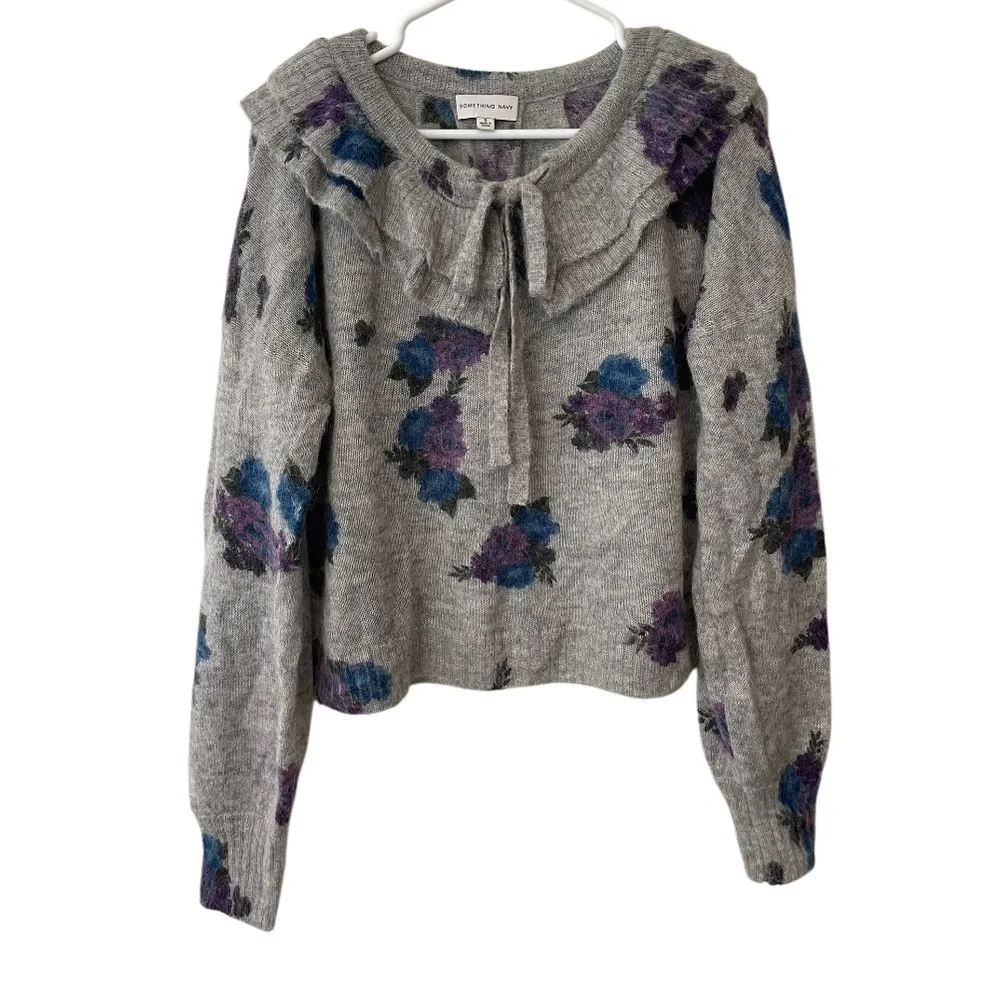 Something Navy Floral Ruffle Sweater - Picture 9 of 9